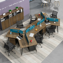 Office furniture 3 6 8 persons position staff desk polygonal screen partition employee table minimalist table and chair composition