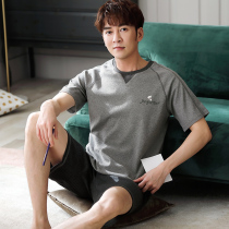 2022 New Sleepwear Mens Summer Pure Cotton Short Sleeve Shorts Thin section Young summer mens home Suits Suit