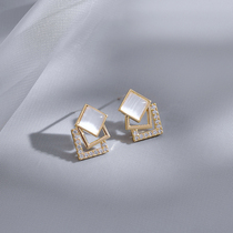 Geometric Design Sensation ~ New Tide Fashion ~ Cat Eyes Stone Ear Nail Woman 925 silver pin minimalist Temperament Earrings Senior Sensation Wave
