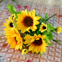 Single simulation sunflower sunflower wedding decoration small flower silk flower fake flower simulation bouquet plastic decorative flower