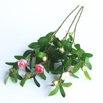 Single Camellia simulation Camellia artificial flower plastic flower decorative flower Long Branch flower arrangement wedding living room decoration bouquet silk flower