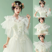 Bride shawl gauze wedding styling wedding gauze shawl hand sleeve Moren photo studio wedding photo accessories white gauze