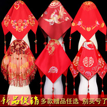 Red hijab wedding ceremony Chinese embroidery high-end bride Xiuhe clothing cover yarn translucent tassel ancient wind yarn Xipa