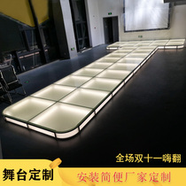Tempered glass stage Wedding hotel catwalk Catwalk Wedding fitting table Bar KTV station singing table Steel piano platform