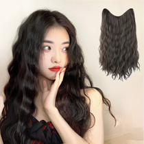 Wig female long hair no trace corn hot egg roll big wave natural full head wool roll one piece V wig