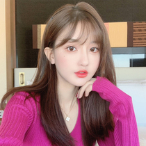 Wig female hair natural full head cover lifelike long straight hair natural air bangs sweet hair set Net red long hair