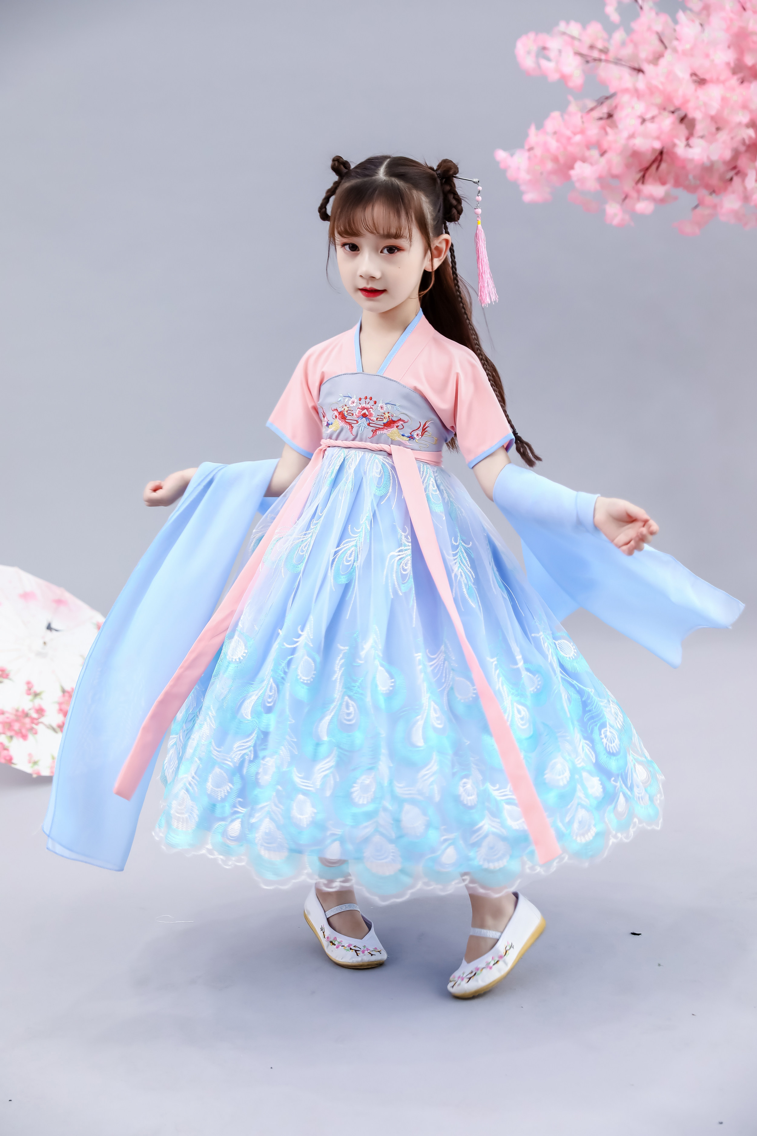 女童汉服襦裙中国风古风改良小孩中大童夏装超仙儿童古装古筝汉服