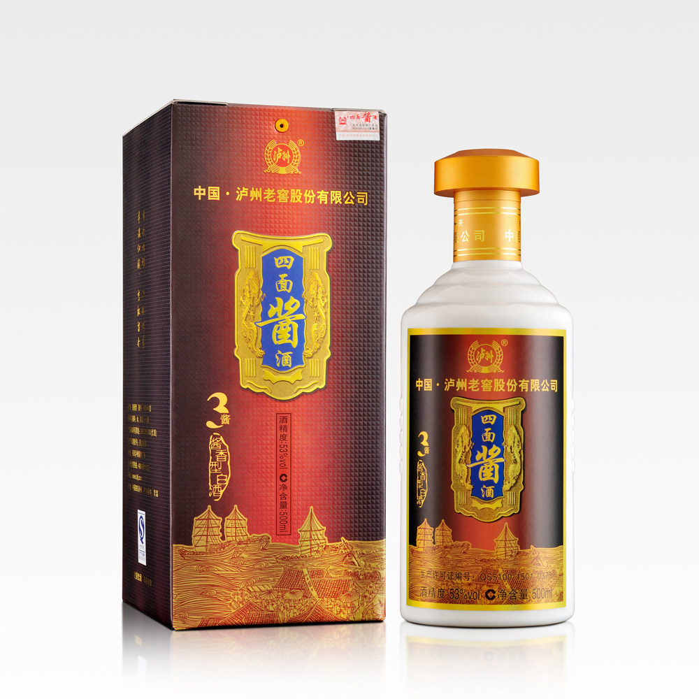 泸州老窖53度500ml酱香型婚宴寿宴专用纯粮酿造白酒 四面酱酒酱3