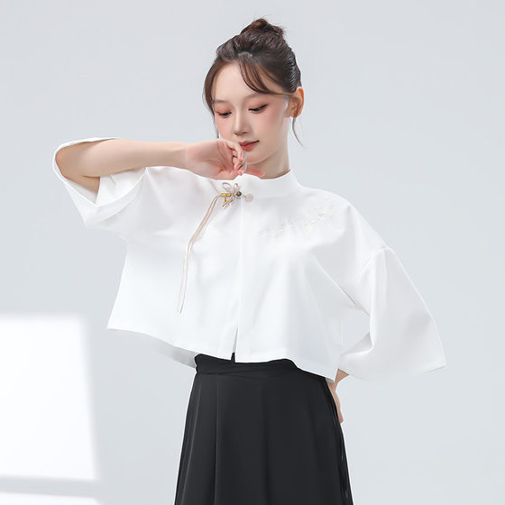 가을에 여성을위한 새로운 중국 클래식 댄스 슈트 뉴스 중국 스타일 자수 작은 스탠드 칼라 탑 현대 댄스 미드팔 연습복 가을에 여성을위한 새로운 중국 클래식 댄스 슈트 뉴스 중국 스타일 자수 작은 스탠드 칼라 탑 현대 댄스 미드팔 연습복