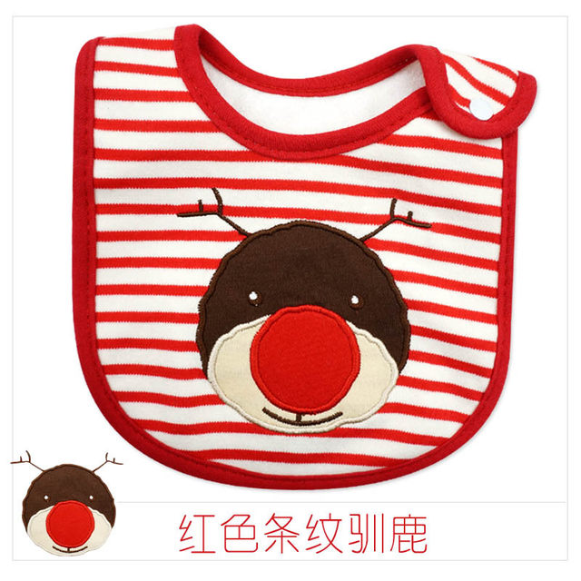 momscare snap button baby soft baby bib thickened pure cotton saliva towel three-layer waterproof eating bib