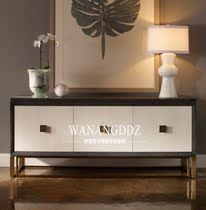 Neoclassical post-modern stainless steel locker American solid wood porch cabinet foyer light luxury decoration cabinet TV cabinet