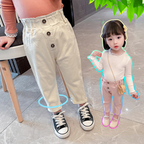 Girls trousers spring and autumn 1-3 years old 5 girl baby foreign style loose harem pants for children Korean version of autumn trousers children