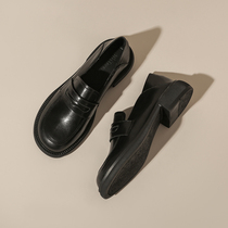 Leather one pedal jk loafer womens 2021 new flat British style spring and autumn round toe small leather shoes single shoes