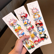 Korean version of new combination cartoon children hair accessories acrylic rubber band Hairband bbclip clip set does not hurt hair rope