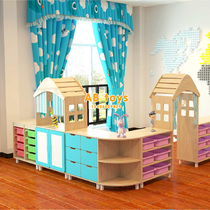 Kindergarten corner solid wood cabinet childrens high-end theme paint cabinet corner partition cabinet storage storage cabinet