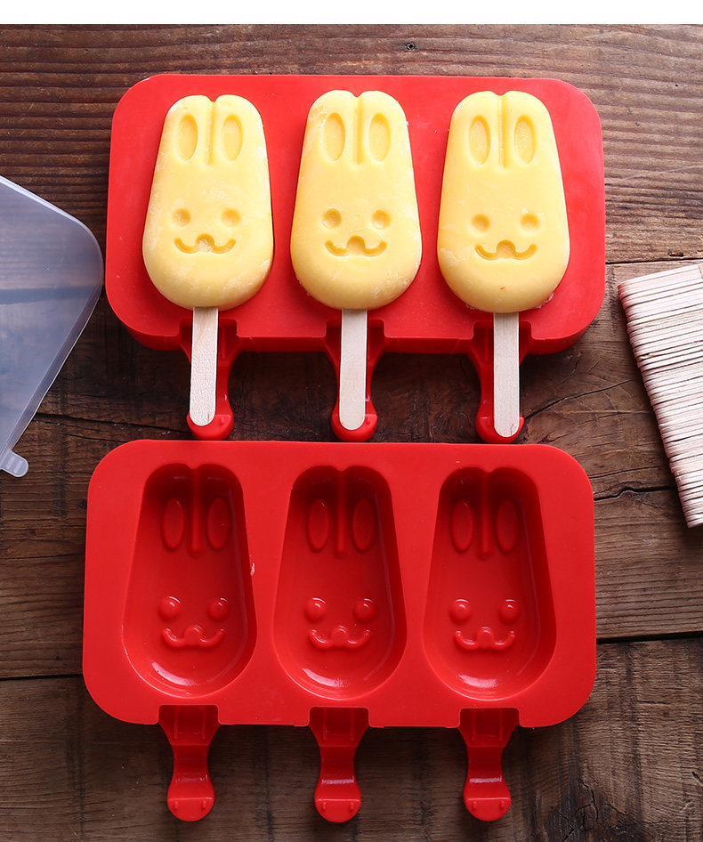 雪糕模具硅膠家用卡通自制做冰淇淋冰棍冰棒冰糕棒冰冰格磨具