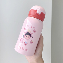 316 Stainless Steel Children Insulation Cup With Straw Double Cover Two Water Cups Cute Adolescent Hearts Elementary School Kids Kettle