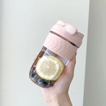 High face value water glass woman with straw brief freshener system double drink coffee cup high temperature resistant portable plastic mug