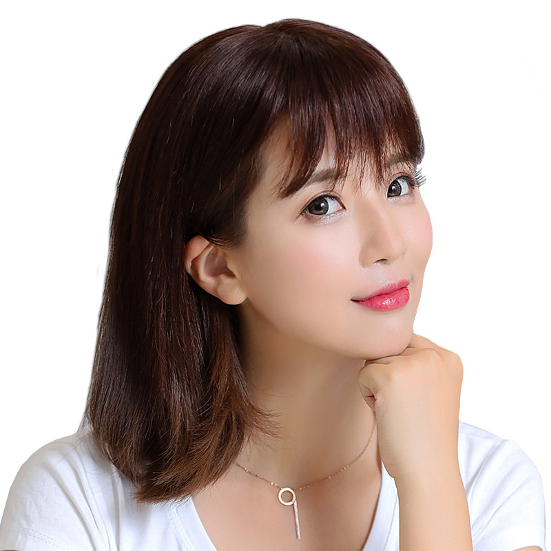 44 真发头顶遮盖白发补发片无痕隐形发顶补发块中分齐斜刘海假发片女