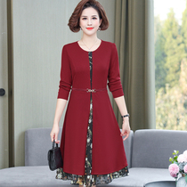 New Mom autumn dress Long sleeves Dress Foreigners 40-year-old woman among the noble middle-aged and elderly dresses