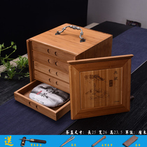 Bamboo Puer tea box Solid wood tea cake box Tea ceremony tea tray Tea tray Tea knife Tea needle Kung Fu tea accessories