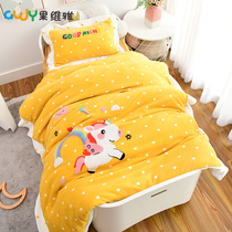 Kindergarten Quilt Three Sets Coral Fleece Thickened Warm Baby Quilt Baby Small Quilt Children Winter Quilt Core