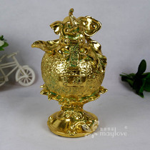 All the best Golden Apple piggy bank elephant gold foil antique piggy high-end retro gift fashion ornaments