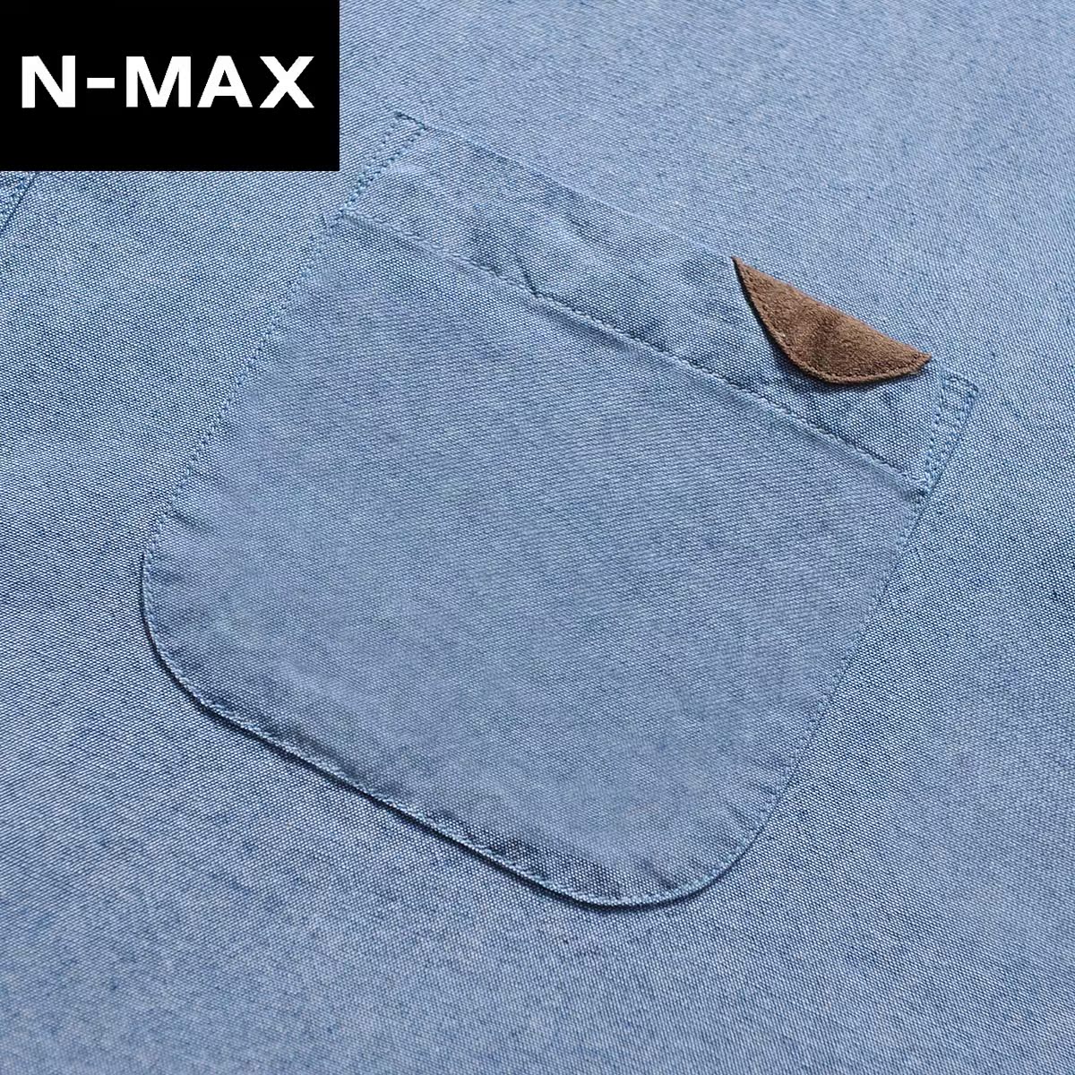 NMAX大码男装潮牌 夏季新款 纯棉短袖衬衫 加肥加大纯色半袖衬衣产品展示图2