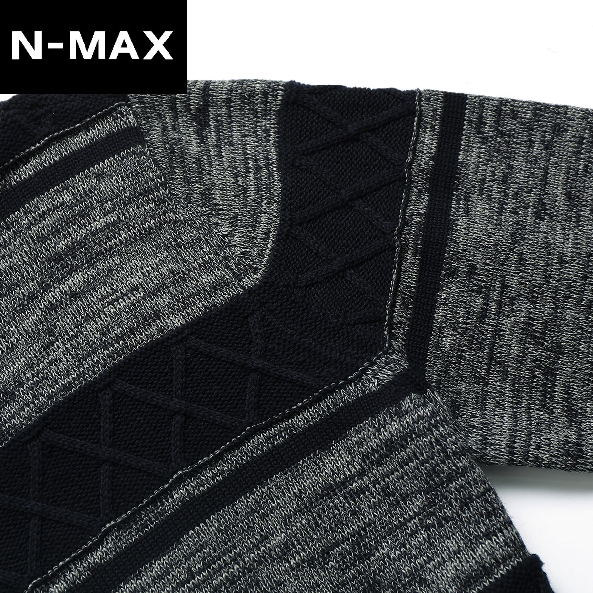 NMAX大码男装潮牌 春装条纹线衣圆领套头毛衣 加肥加大宽松针织衫产品展示图3