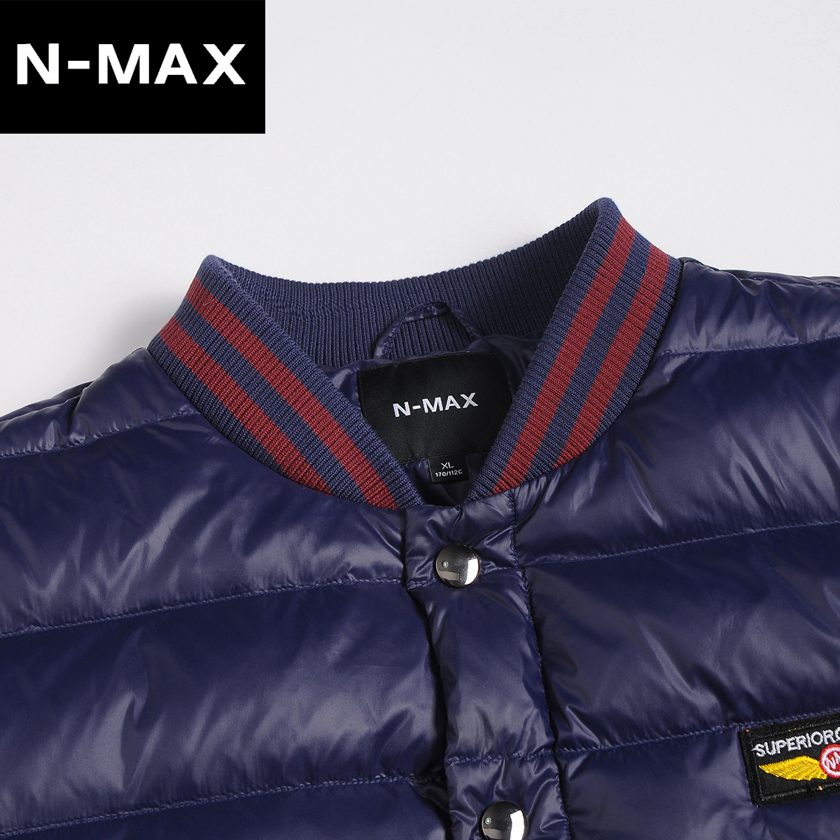 NMAX大码男装潮牌冬装新款加肥加大棒球领羽绒服撞色拼接羽绒外套产品展示图4