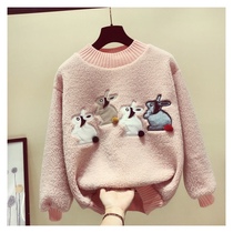 South Korean girl gush thicken sweatshirt autumn winter clothing 2021 lamb suede childrens blouses CUHK Scout Han version