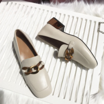 Cat master homemade British style small leather shoes leather lazy retro loafing shoes rough heel one pedal single shoe middle heel womens shoes