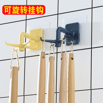 Rotatable Hook Multifunction Perforated free Stick Hook Home Powerful Kitchen Pan Scoop Spoon Containing Bathroom Shelving