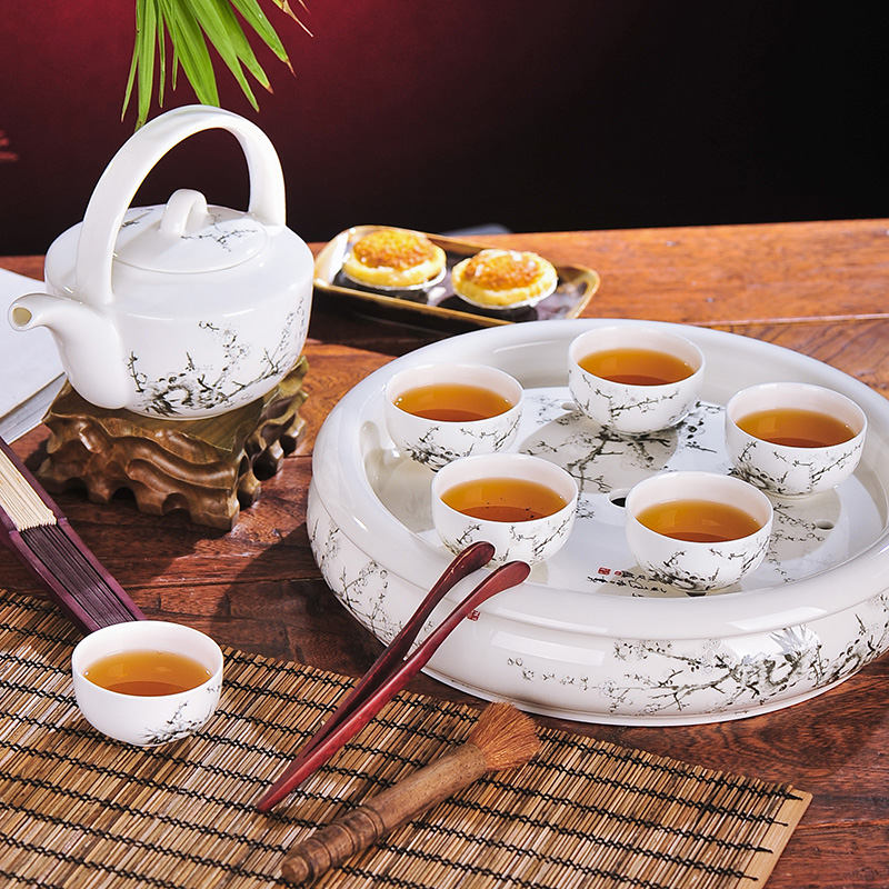 Red xin jingdezhen ceramics 8 head double tea set with cover cup salted and dried name plum the teapot