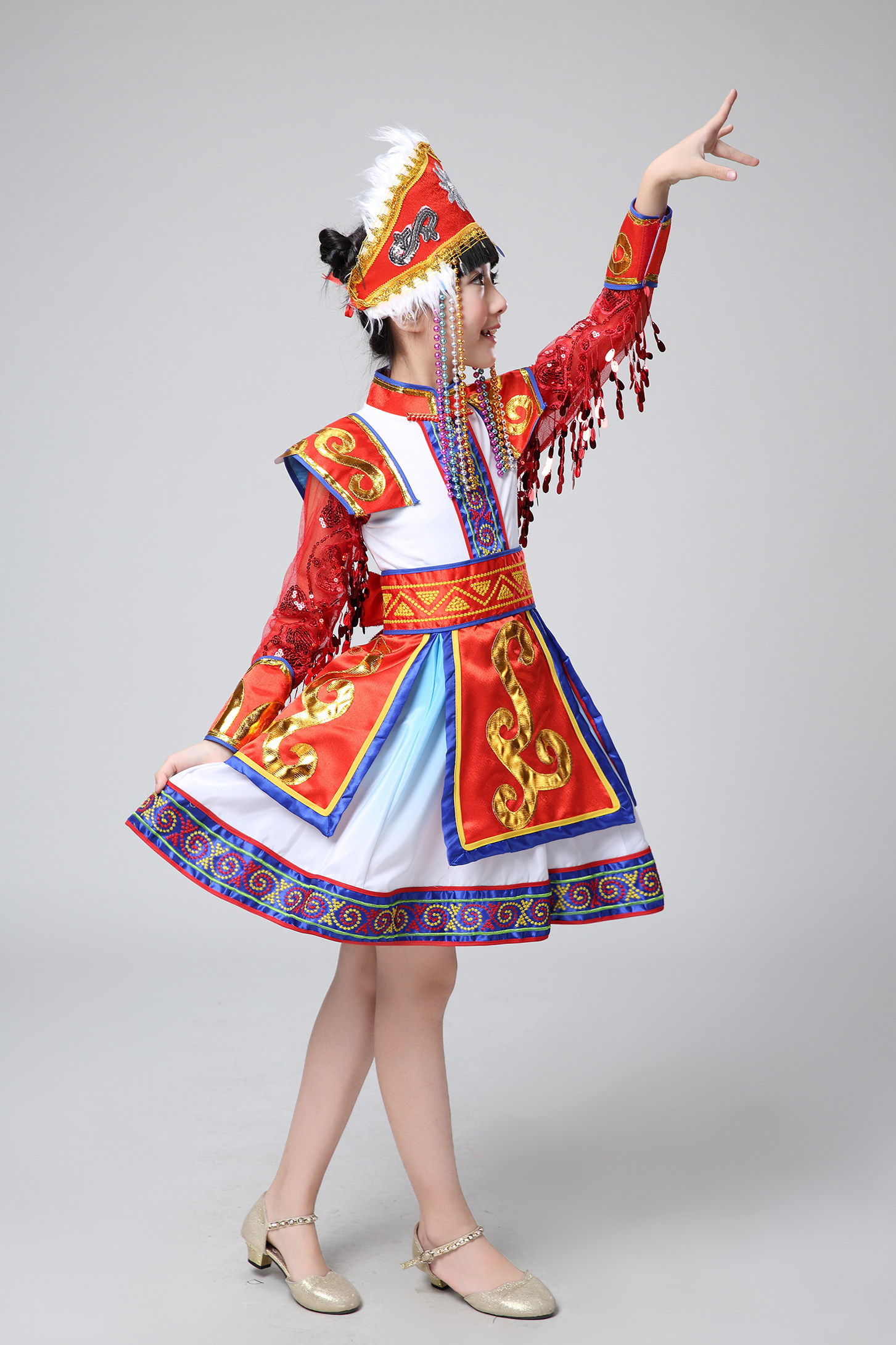 六一儿童演出服少数民族表演服蒙族女童舞蹈服藏族服幼儿园蒙古服