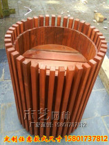 Anti-corrosion Wood keel round flower box custom Square Street landscape cylindrical flower box flower pot flower pot planting pot