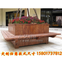 Anti-corrosion wood flower box custom sales department flower box flower pot planting box square solid wood seat seat stool flower box flower bed
