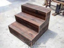 Anti-corrosion wood stairs outdoor solid wood stair handrails balcony stairs outdoor steps step step carbonized wood custom