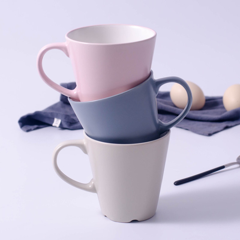 创意纯色陶瓷杯水杯个性时尚杯子可爱喝水杯家用茶杯办公杯刷牙杯