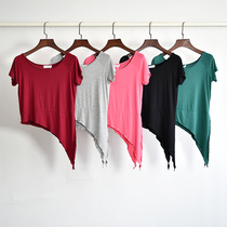 Modern Dance Kung Fu Womens Loose Short Sleeve Irregular Knot Dance Clothes Modern Classical Dance Top Yoga Clothes