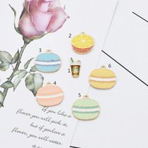 DIY jewelry accessories Alloy small pendant Macaron bread Coffee cup Lemon slice Necklace Earrings accessories