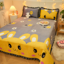 Crystal velvet bed cover tatami double autumn and winter cotton sheets lace three-piece quilted bedding mat Kang pad single piece