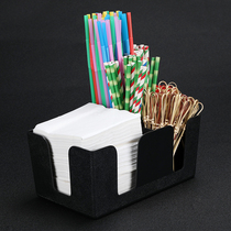 Bar Desk New Black Plastic Paper Towel Box Straw Box Ornament Box Stirring Stick Box Multifunction Paper Towel Box