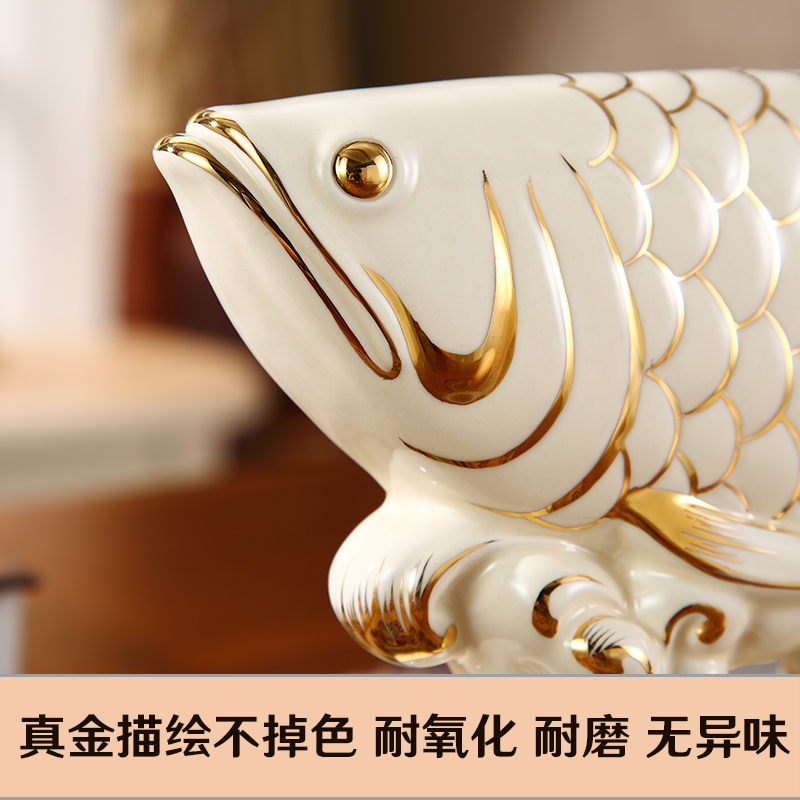 Lucky gold dragon fish and furnishing articles sitting room adornment wine porch TV ark, European - style home decoration ceramics handicraft