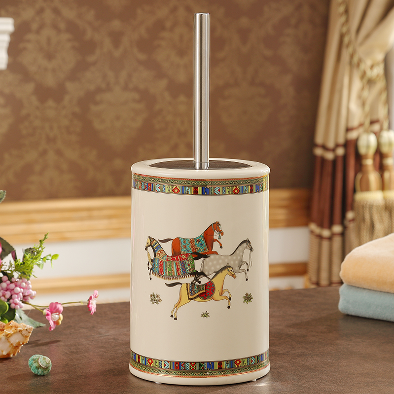 European creative ceramic toilet brush toilet brush brush cleaning brush bath suit bathroom products can change the brush head