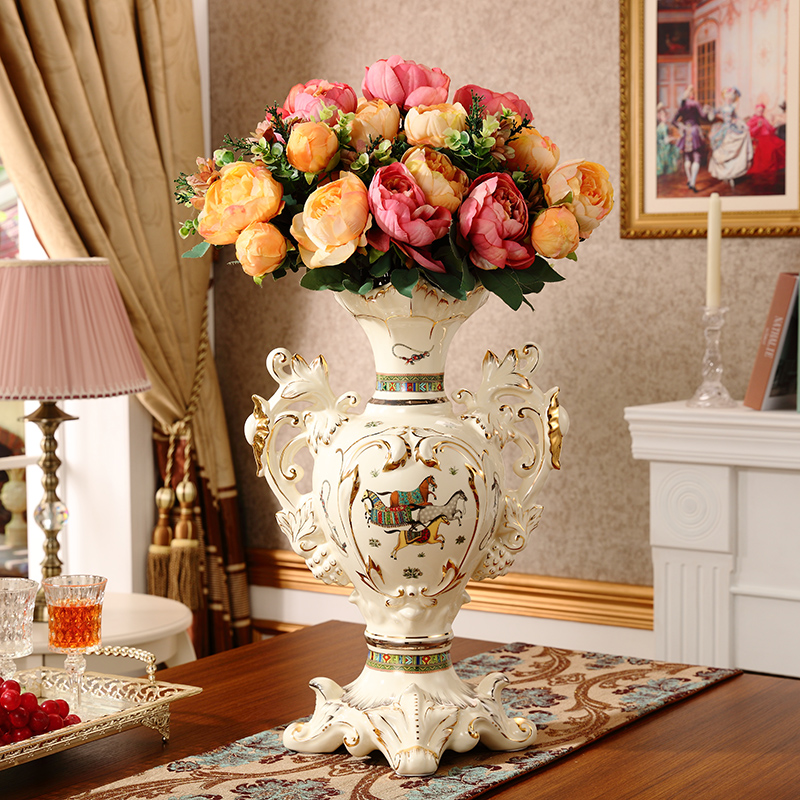 Large key-2 luxury European - style vase furnishing articles sitting room TV ark landed retro home decoration ceramic arts and crafts