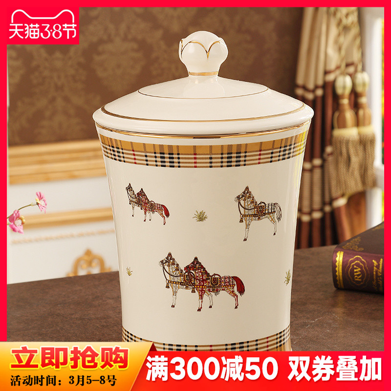 European ceramic trash as cans sitting room wastebasket dross barrel wastewater creative study bedroom decoration furnishing articles