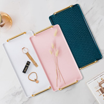 Rectangular tray light luxury European household cup cup tea tray beauty salon commercial plastic with handle plate