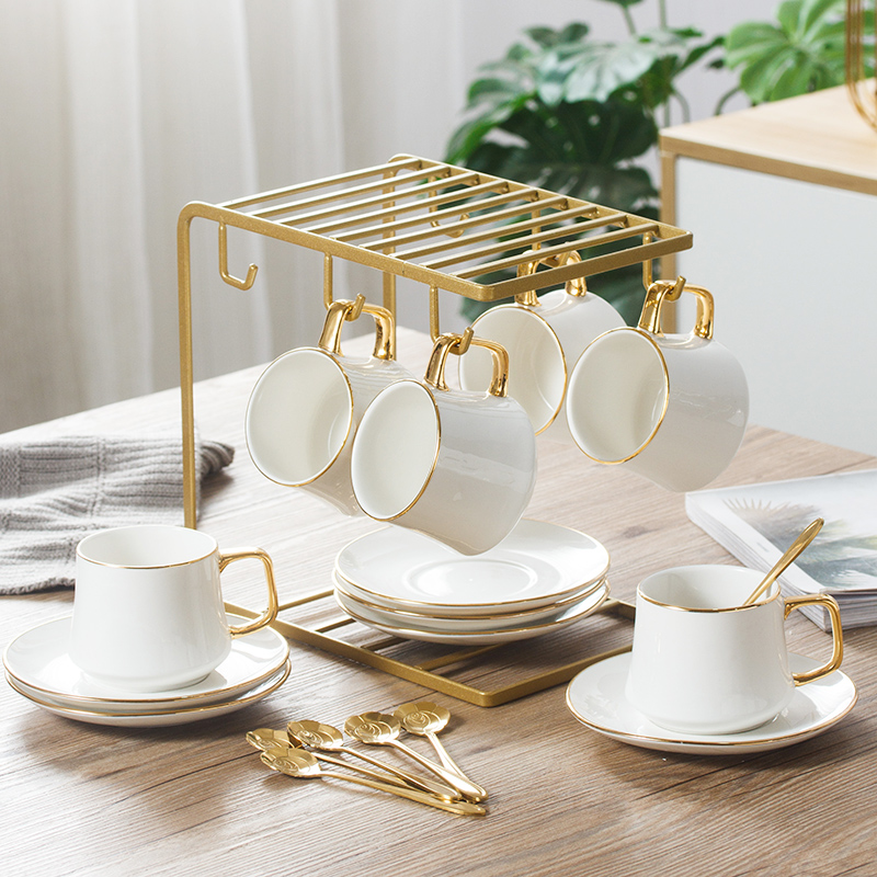 Ins light much coffee cup small European - style key-2 luxury home water contracted ceramic cup English afternoon tea tea set