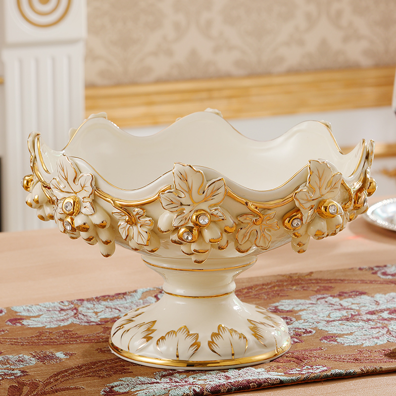 Gold key-2 luxury European - style compote creative modern ceramic fruit bowl sitting room home furnishing articles home decoration tea table